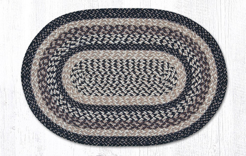 Earth Rugs C 9-93 Black + Tan Oval Braided Rug 20" x 30" Main image