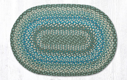Earth Rugs C-419 Sage / Ivory / Settlers Blue Oval Braided Rug 20" x 30" Main image