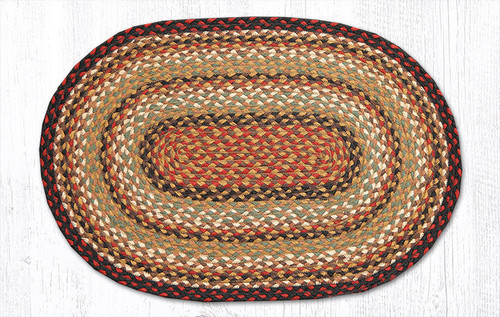 Earth Rugs C-319 Burgundy / Mustard / Ivory Oval Braided Rug 20" x 30" Main image