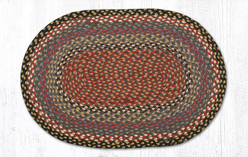 Earth Rugs C-43 Burgundy / Blue / Gray Oval Braided Rug 20" x 30" Main image