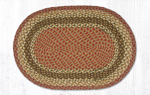Earth Rugs C-24 Olive / Burgundy / Gray Oval Braided Rug 20" x 30" Main image