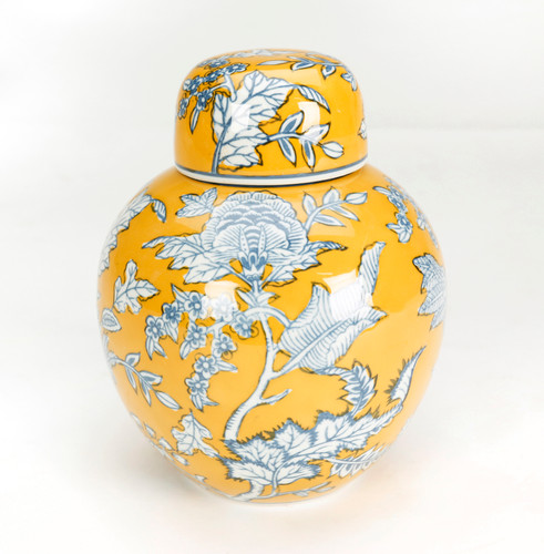 AAI Tropical Leat Round Jar, Yellow and Blue Main image