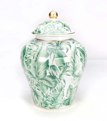 AAI Tropical Leaf 14" Ginger Jar, Green Main image