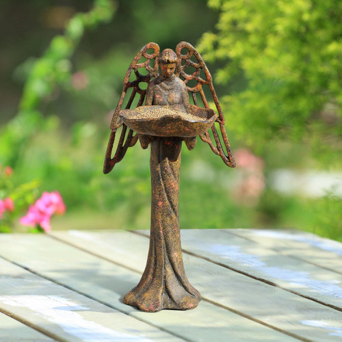 SPI Home Heavy Cast Iron Angel Bird Feeder 18 Inches High Main image