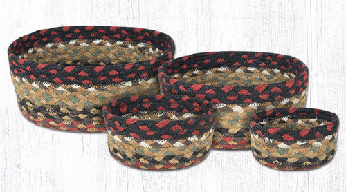 Earth Rugs CB-19 Burgundy / Mustard Casserole Baskets Set of 4 Main image