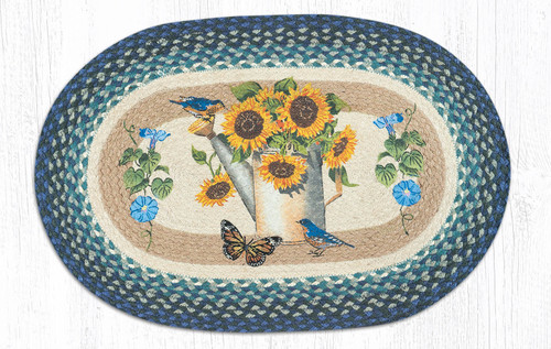 Earth Rugs OP-568 Sunflower Water Can Oval Patch 20" x 30" Main image