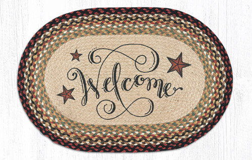 Earth Rugs OP-319 Welcome Barn Stars Oval Patch 20" x 30" Main image