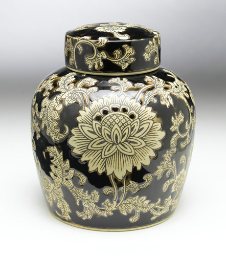 AA Importing 59749 9 Inch Black & Cream Ginger Jar Main image