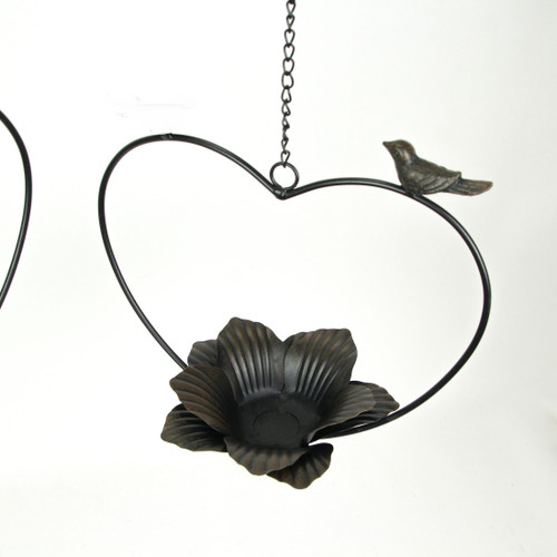 Set of 2 Rustic Metal Bird Hanging Planter Succulent Flower Basket Home Decor Additional image