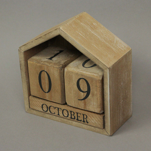Wood Block Perpetual Calendar Office Desk Home Countertop Rustic Farmhouse Decor Additional image