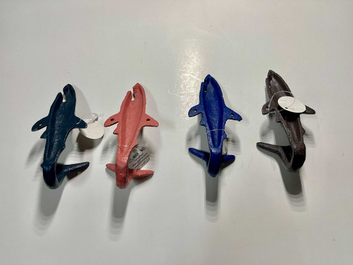 Set of 4 Cast Iron Shark Tail Wall Hooks Nautical Beach Decor Additional image