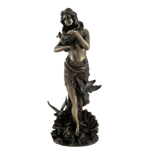 Bronzed Aphrodite with Doves on Scallop Shell Statue Main image