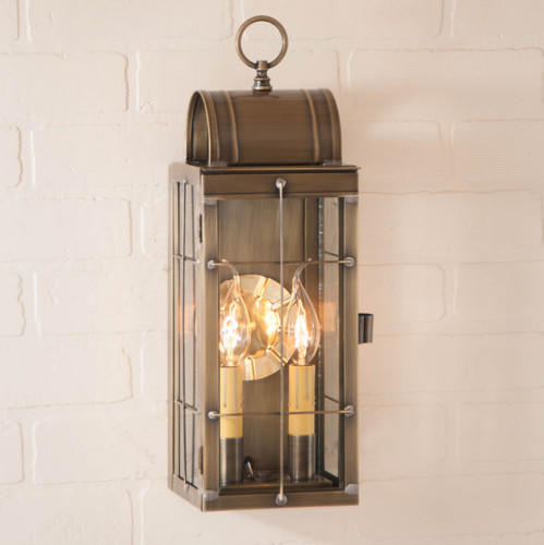 Irvin's Country Tinware Queen Arch Lantern in Weathered Brass Additional image