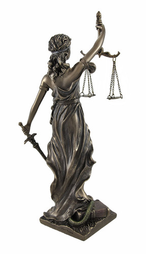 Bronzed La Justicia with Scales and Sword Statue 8 In. Additional image