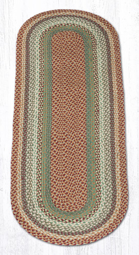 Earth Rugs C-413 Buttermilk / Cranberry Oval Braided Rug 2 Feet X 6 Feet Main image