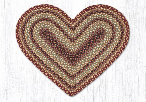 Earth Rugs C-357 Burgundy / Gray / Cream Heart Braided Rug 20" x 30" Main image