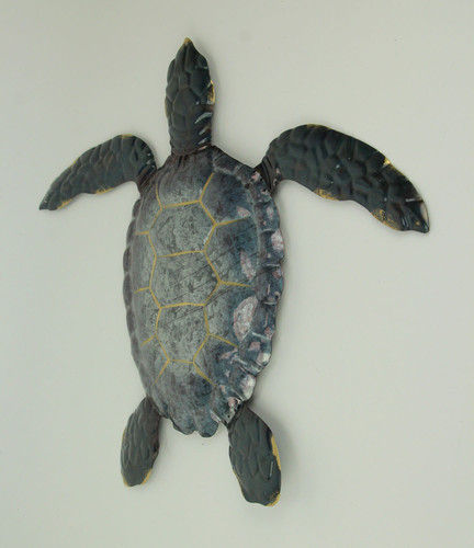 Blue Galvanized Metal Art Sea Turtle Wall Sculpture 19 inch Additional image
