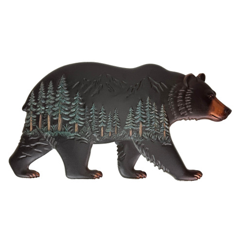 Metal Bear Wall Sculpture Rustic Woodland Forest Scene 19.5in Wall Decor Main image