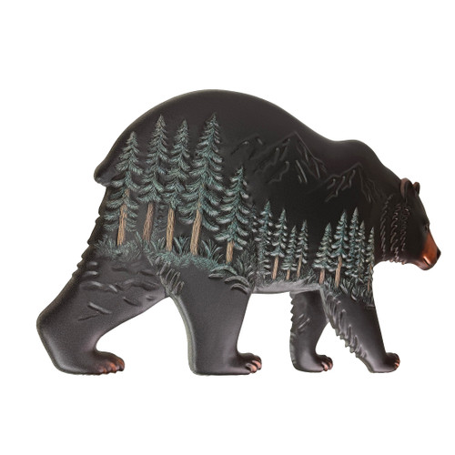 Metal Bear Wall Sculpture Rustic Woodland Forest Scene 19.5in Wall Decor Additional image