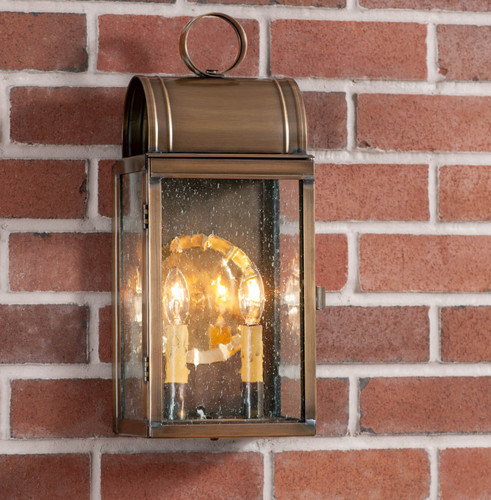 Town Lattice Outdoor Wall Light in Weathered Brass - 2 Lights - Tinware Additional image