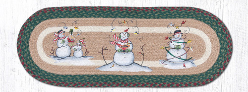 Earth Rugs OP-508 Snowmen Oval Patch Runner 13" x 36" Main image