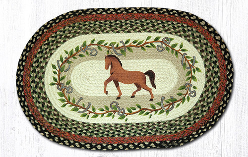 Earth Rugs OP-427 Horse Oak Leaf Oval Patch 20" x 30" Main image