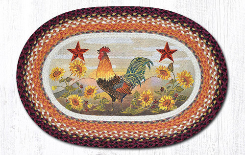 Earth Rugs OP-391 Morning Rooster Oval Patch 20" x 30" Main image