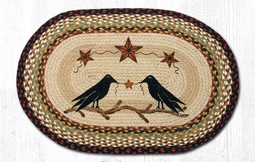 Earth Rugs OP-19 Crow & Barn Stars Oval Patch 20" x 30" Main image