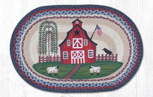 Earth Rugs OP-15 Barn Scene Oval Patch 20" x 30" Main image