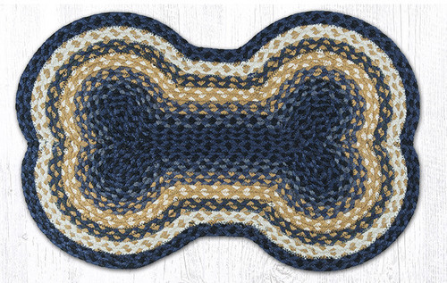 Earth Rugs DB-79 Lt. Blue / Dk. Blue / Mustard Large Dog Bone 18" x 28" Main image
