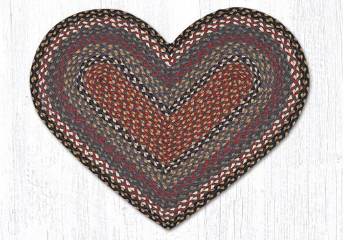 Earth Rugs C-43 Burgundy / Blue / Gray Heart Braided Rug 20" x 30" Main image