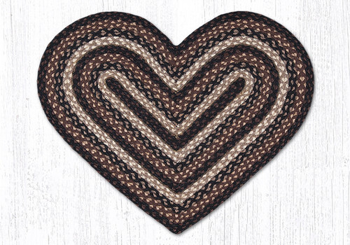 Earth Rugs C-313 Mocha / Frappuccino Heart Braided Rug 20" x 30" Main image