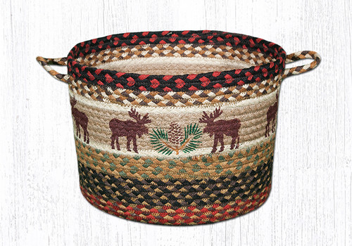 Earth Rugs UBP-19 Moose / Pinecone Printed Utility Basket 13 Inch X 9 Inch Main image