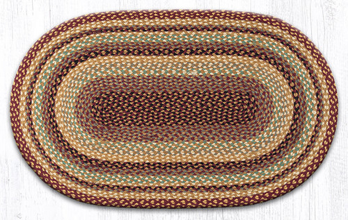 Earth Rugs C-357 Burgundy / Gray / Cream Oval Braided Rug 27" x 45" Main image
