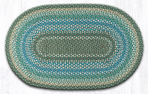 Earth Rugs C-419 Sage / Ivory / Settlers Blue Oval Braided Rug 27" x 45" Main image