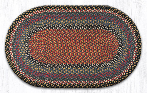 Earth Rugs C-43 Burgundy / Blue / Gray Oval Braided Rug 27" x 45" Main image