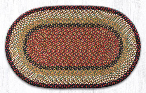 Earth Rugs C-19 Burgundy / Mustard Oval Braided Rug 27" x 45" Main image