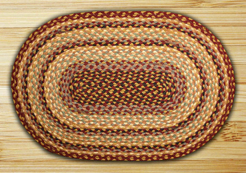 Earth Rugs C-357 Burgundy / Gray / Cream Oval Braided Rug 2 Feet x 8 Feet Main image