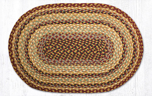 Earth Rugs C-357 Burgundy / Gray / Cream Oval Braided Rug 20" x 30" Main image