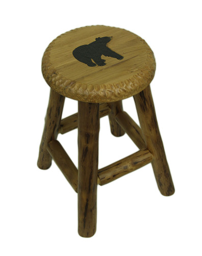 Rustic Handcrafted Wooden Carved Bear Bar Stool 24 in. Main image