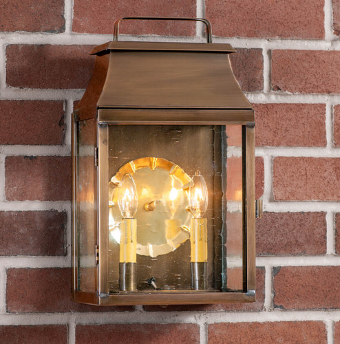 Valley Forge Wall Light in Weathered Brass - 2 Lights - Irvin's Tinware Additional image