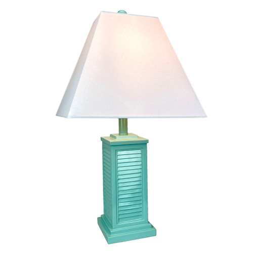 Seafoam Green Shutter Table Lamp 24in Glossy Base 120V 60W Coastal Decor Main image