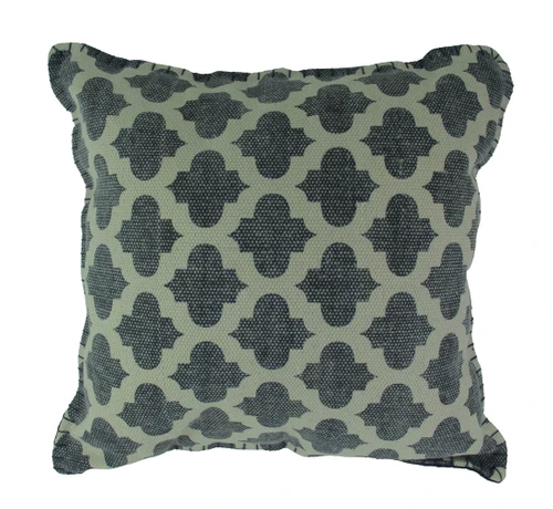 Denim Blue Moroccan Quatrefoil Design Cotton Dhurrie Pillow 20 Inch Main image
