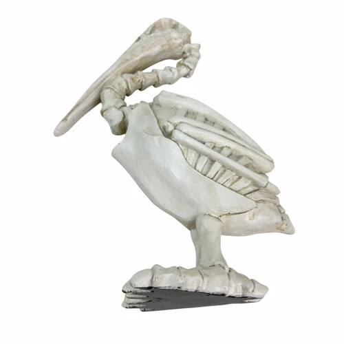 Pelican Skeleton Statue White Distressed Resin Gothic Tabletop Decor 11.5 Inch Additional image
