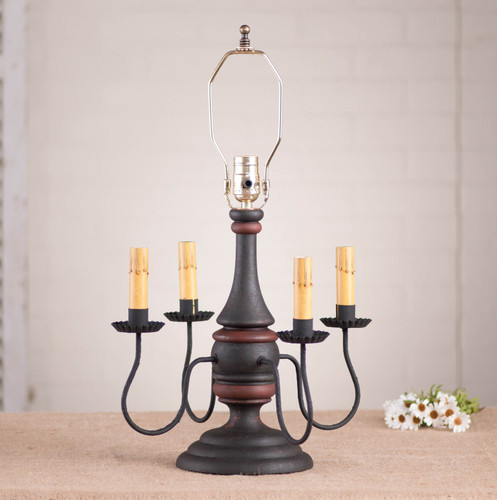 Jamestown Lamp Base in Hartford Black with Red Stripe Additional image