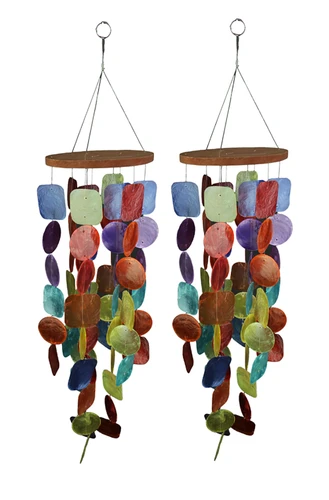 Set of Two 26 Inch Long Capiz Shell Hanging Wind Chimes Main image