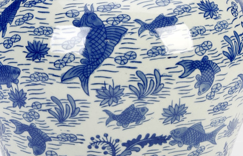 AA Importing 14.5" Ginger Jar, Koi Pond Design Additional image