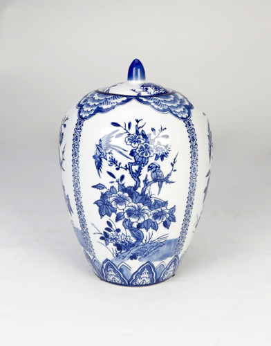 AA Importing 12" Ginger Jar, Blue and White Main image