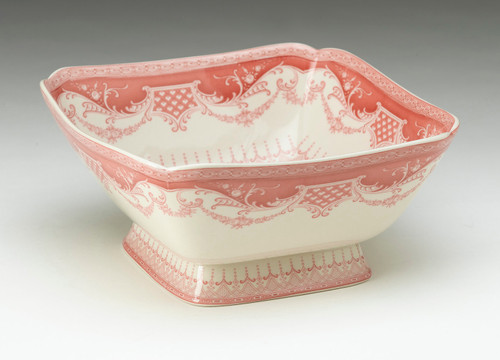 AAI Square Porcelain Bowl, Dark Pink and Cream Main image