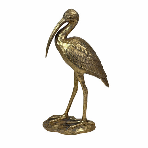 Gold Pelican Statue 16 Inch Tall Resin Bird Sculpture Coastal Decor Main image